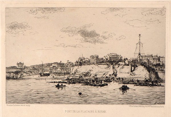 ”Vue du  Port de la Plataine à Royan” Eau forte du XIXe siècle / Maxime Lalanne
