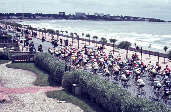 Le 28 juin 1966, passage du peloton du Tour de France vers Bordeaux, bd Garnier. / coll. C. Bouchet