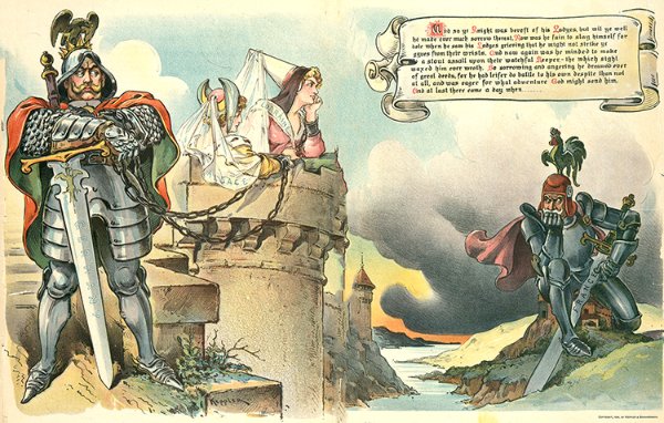Une bande dessinée politique américaine de 1898 qui dépeint le différend sur l'Alsace-Lorraine comme une romance médiévale / Visuel : D.R.