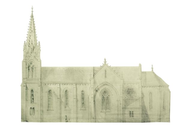 Avant-projet (élévation) pour Notre-Dame des Anges, E. Rullier, mine de plomb sur papier calque, vers 1885. / Visuel : D.R.