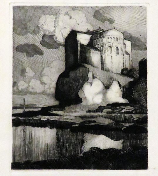 ”Sainte-Radegonde de Talmont” - Eau forte signée Gaston Balande extrait de ”Sérénités” de Martine Haury / Visuel : D.R.