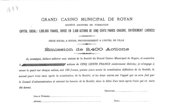 Bulletin de souscription. Gazette du 16/09/1894. / Visuel : D.R.