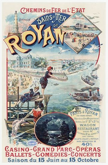 Casino, grand parc, opéras, ballets, comédies, concerts, Chemins de Fer de l'Etat, 1890, Tamagno. / Musée de Royan, photo Philippe Souchard.