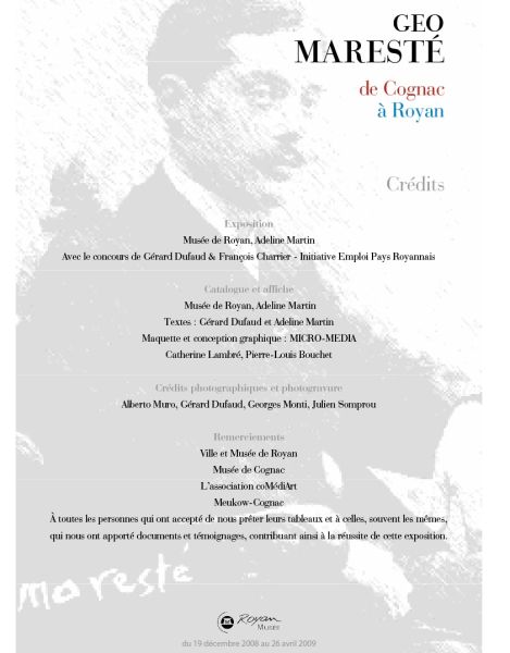 Crédits et remerciements・Expo « Géo Maresté, de Cognac à Royan » / Visuel : D.R.