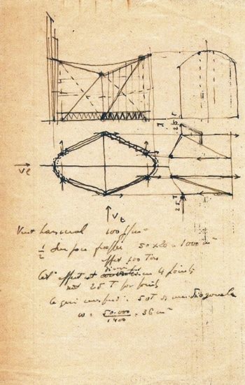 Croquis d'une étude de stabilité (1955) / Fonds Lafaille - AN/IFA
