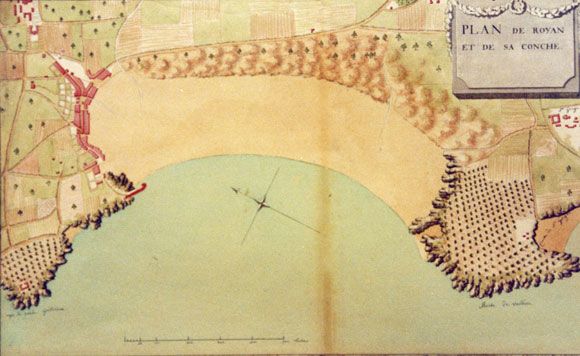 Le plan de Royan datant de la fin du XVIIIe montre clairement les dunes derrière la plage de la Grande Conche. / Visuel : D.R.