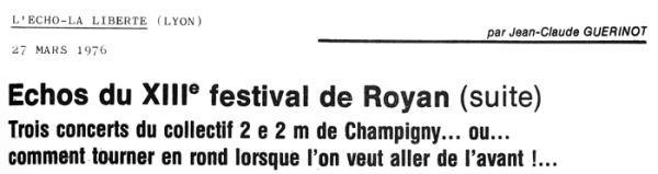 Echos du XIIIe festival / Visuel : D.R.