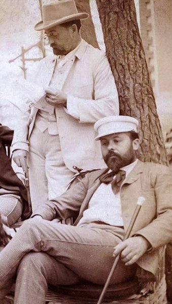 Émile Zola et Fernand Desmoulins dans le jardin du Paradou / coll. AD 17