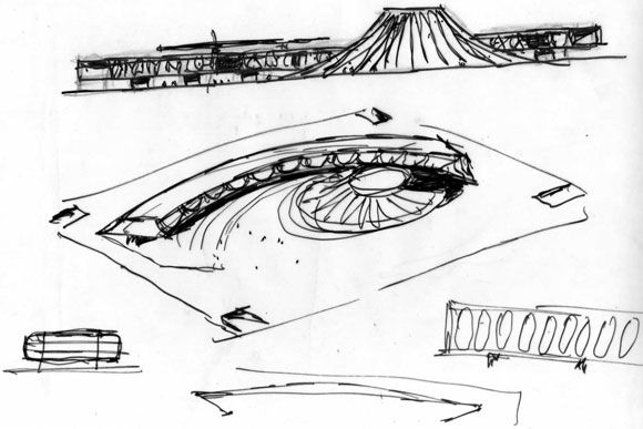 Esquisse Niemeyer havre / Coll. B. Mounier