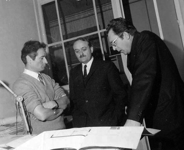 Guillaume Gillet et ses collaborateurs d'agence, B. Cayla et G. Tétard. / Collection Gillet