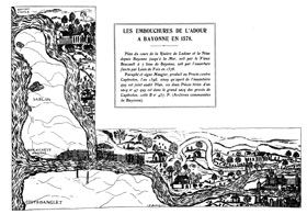 L'embouchure du canal de l'Adour. / Extrait de Louis de Foix, Horloger, Ingénieur, Architecte de quatre rois, Claude Grenet-Delisle, Fédération Historique du Sud-Ouest, Bordeaux, 1998.