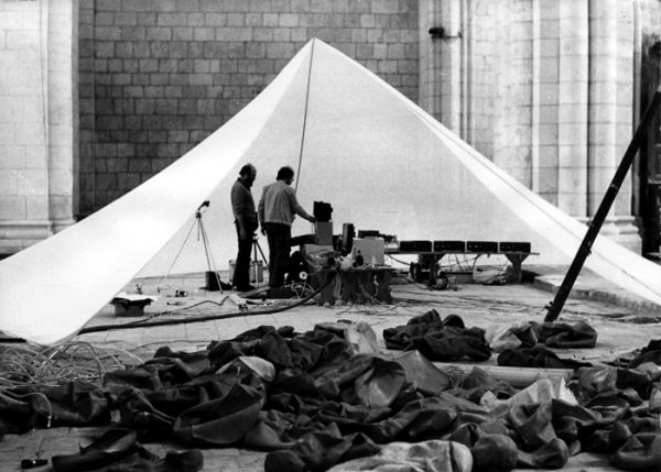 Montage du concert Historia Natural de Luis de Pablo dans l'Abbaye de Sablonceaux, 1973. / Visuel : D.R.