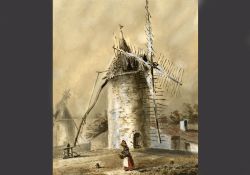 ”Le Moulin de la Croix” de Gustave Labat - Aquarelle de 1858
