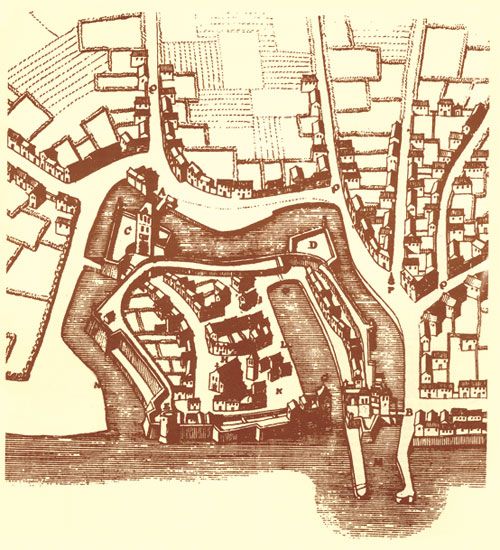 Plan de Honfleur de Jacques Gomboust (1657) / Musée de la Marine à Honfleur