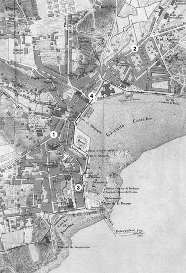 Plan de Royan en 1908. Localisation de l'imprimerie. / Coll. Jacques DanielPosér