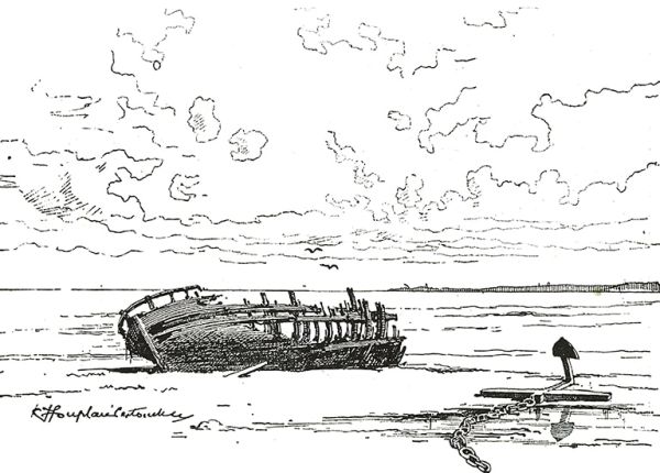 Pour les pilotes d'autrefois, la pêche des ancres abandonnées par les navires en perdition, représentait un revenu appréciable. / Royan et ses Environs, Guide du Touriste de V. Billaud