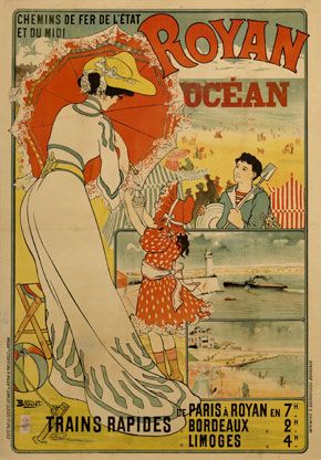 Trains rapides, Royan, océan, Chemins de fer de l'État et du midi, par Boudet, vers 1895, 130 x 90 cm, Imp. Gounouilhou, Bordeaux / Visuel : D.R.