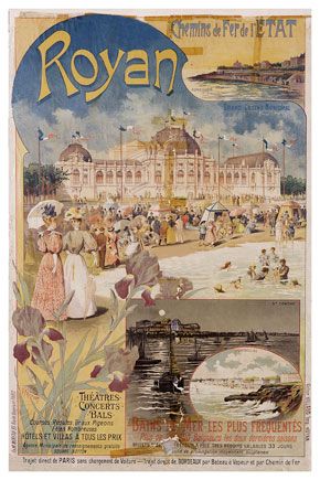 Royan, les bains de mer les plus fréquentés, Chemins de fer de l'État, par Gustave Fraipont, vers 1910, 120 x 80 cm, Imp. Victor Billaud, Royan / Visuel : D.R.