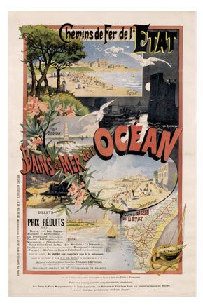 Royan, plages et bains de mer de l'océan, Chemins de fer de l'État, par Gustave Fraipont, vers 1900, 120 x 80 cm, Imp. Malherbe, Paris / Visuel : D.R.