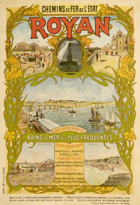 Bains de mer les plus fréquentés, Chemins de fer de l'État, Royan, par Gustave Frépont, vers 1906, 120 x 80 cm, Imp. Victor Billaud, Royan / Visuel : D.R.