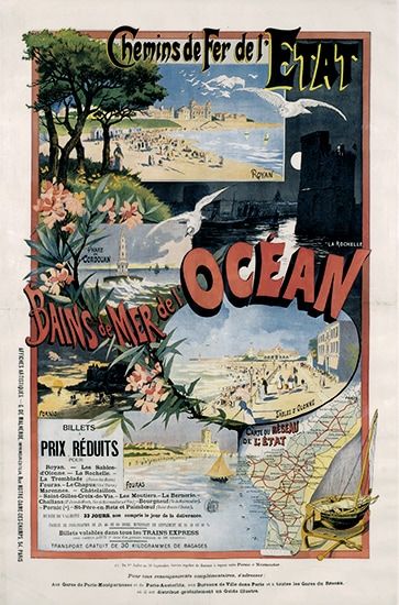 Royan, plages et bains de mer de l'océan, Chemins de Fer de l'Etat, 1900, Gustave Fraipont. / Musée de Royan, photo Philippe Souchard.