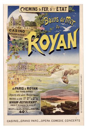 Bains de mer de Royan, Chemins de fer de l'État, attribuée à Gustave Fraipont, vers 1890, 120 x 72 cm, Imp. Malherbe et Cellot, Paris / Visuel : D.R.