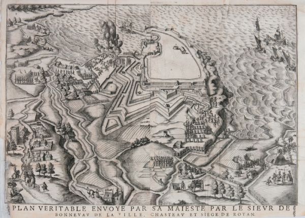 Plan véritable envoyé à sa Majesté par le Sieur de Bonnevau - Ville, château et siège de Royan (Dessinateur : Bonnevau. Date : 1622.) / Visuel : D.R.