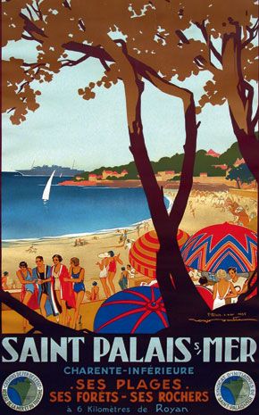Saint-Palais-sur-Mer, ses plages ses forêts, ses rochers, Chemins de fer de l'État, Royan, par Roger Soubie, vers 1935, 100 x 60 cm, Imp. Lucien Serre, Paris / Visuel : D.R.