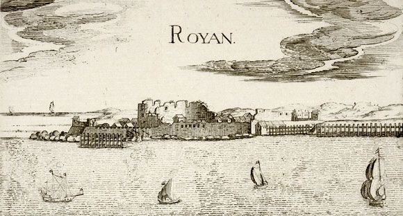 Vue du château en ruines, vers 1636. / Dessinateur : Tassin, Coll. Bernard Mounier.